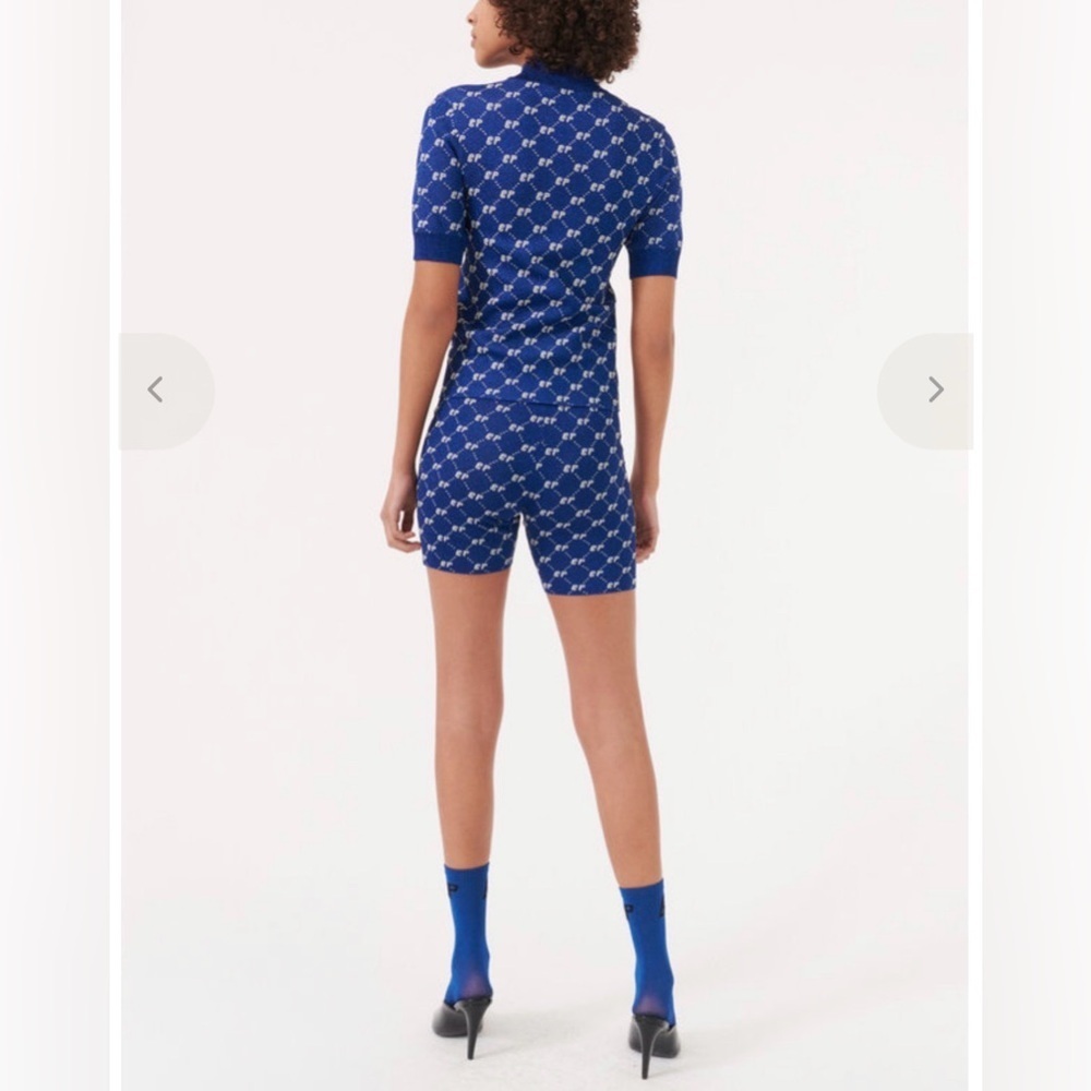 Baum und pferdgarten Navy Logo Patterned Top short sleeve shimmer turtleneck  L - Picture 4 of 6